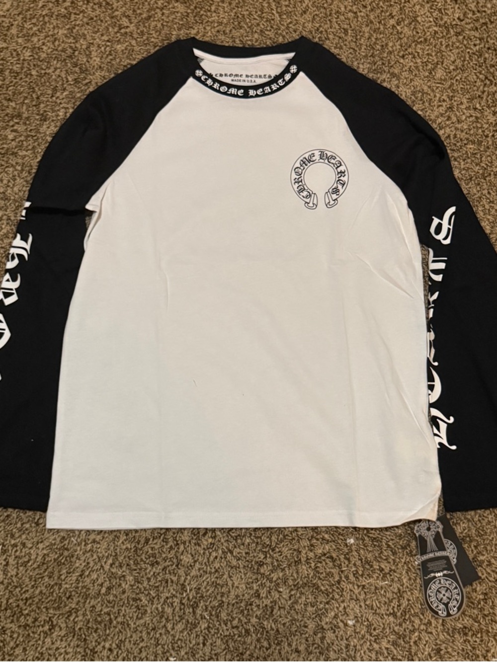 Chrome Hearts Black & White Raglan Long-Sleeve Tee
